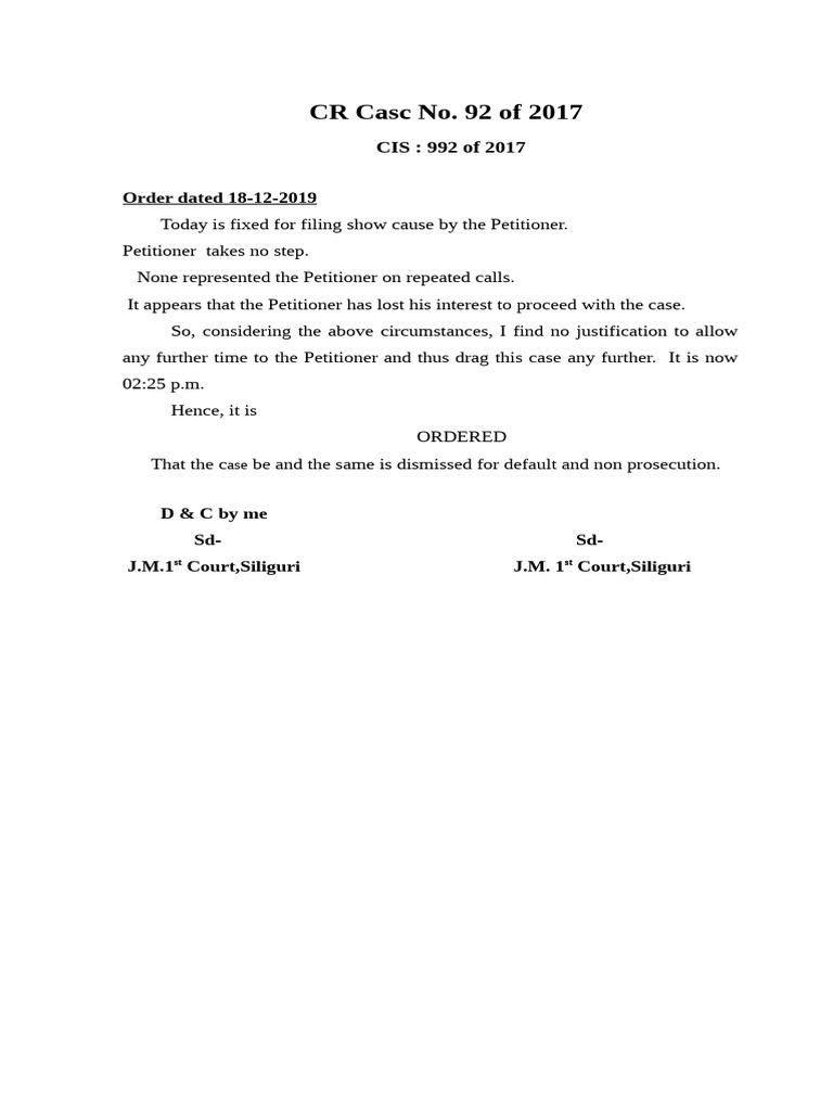 Case Dismissed for Non-Prosecution | PDF