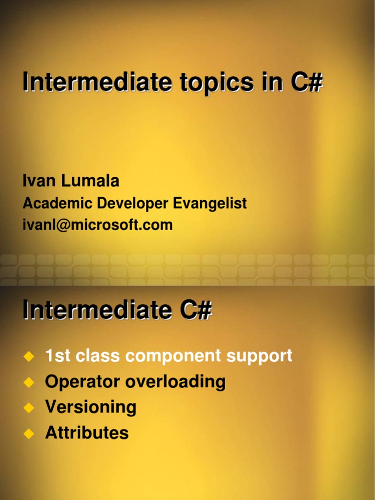 Intermediate C# Concepts Explained | PDF | C Sharp (Programming ...