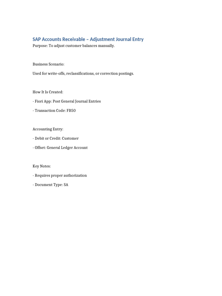 5 AR Adjustment Journal Entry | PDF