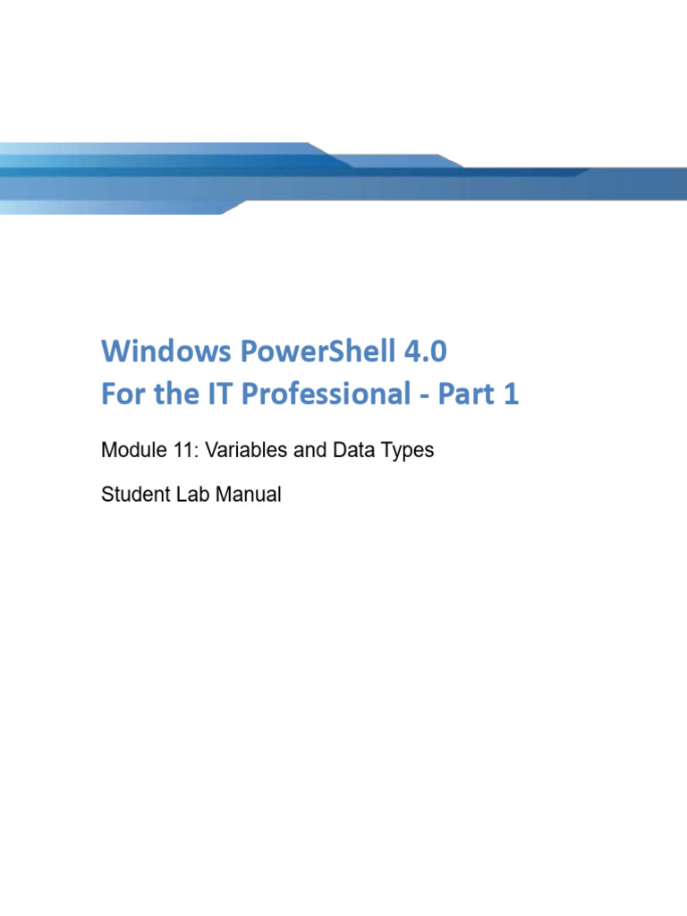 PowerShell 4.0: Variables & Data Types | PDF | Parameter (Computer ...