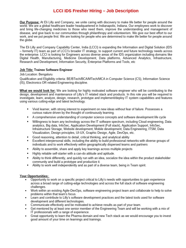 LCCI Trainee Software Engineer Role | PDF | Engineering | Analytics