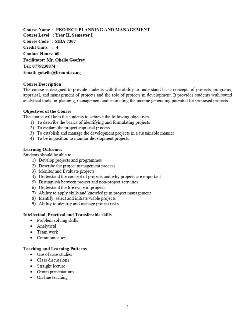 Project Planning and Management Course | PDF | Net Present Value ...
