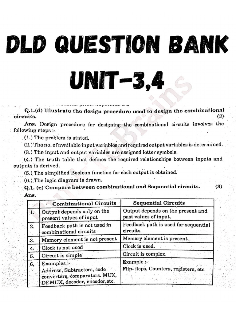 DLD Unit 3,4 Question Bank | PDF