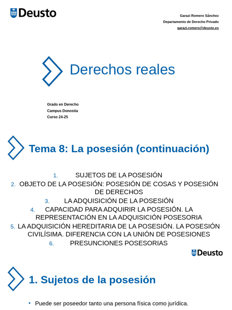 Posesión: Conceptos y Adquisición en Derecho | PDF | Posesión (Ley ...