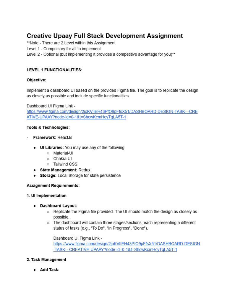 Creative Upaay Full Stack Development Assignment | PDF | World Wide Web ...