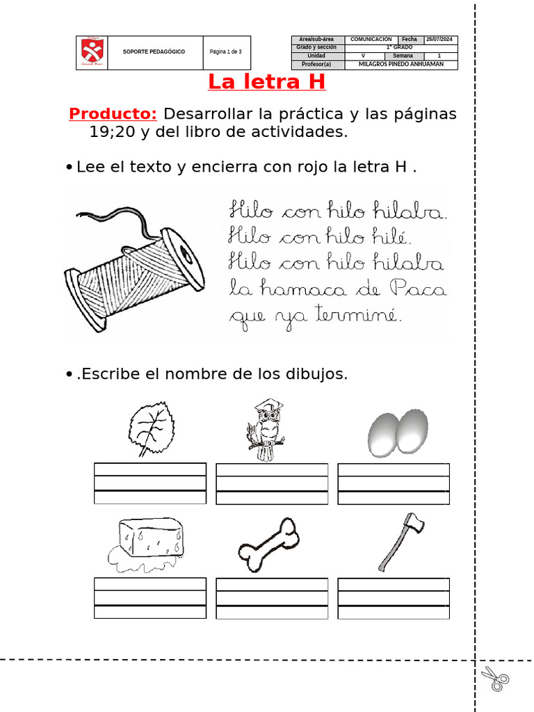Actividades Educativas con la Letra H | PDF