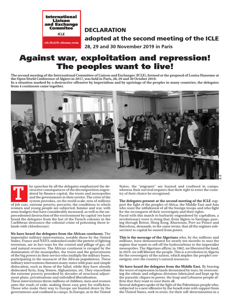 ICLE Declaration: Global Resistance Against Imperialism | PDF