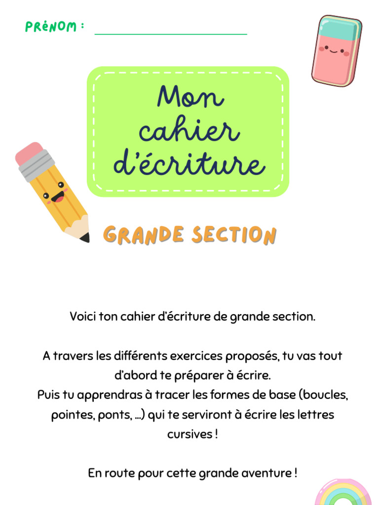 Cahier d'écriture pour grande section | PDF | Main | Membres (anatomie)