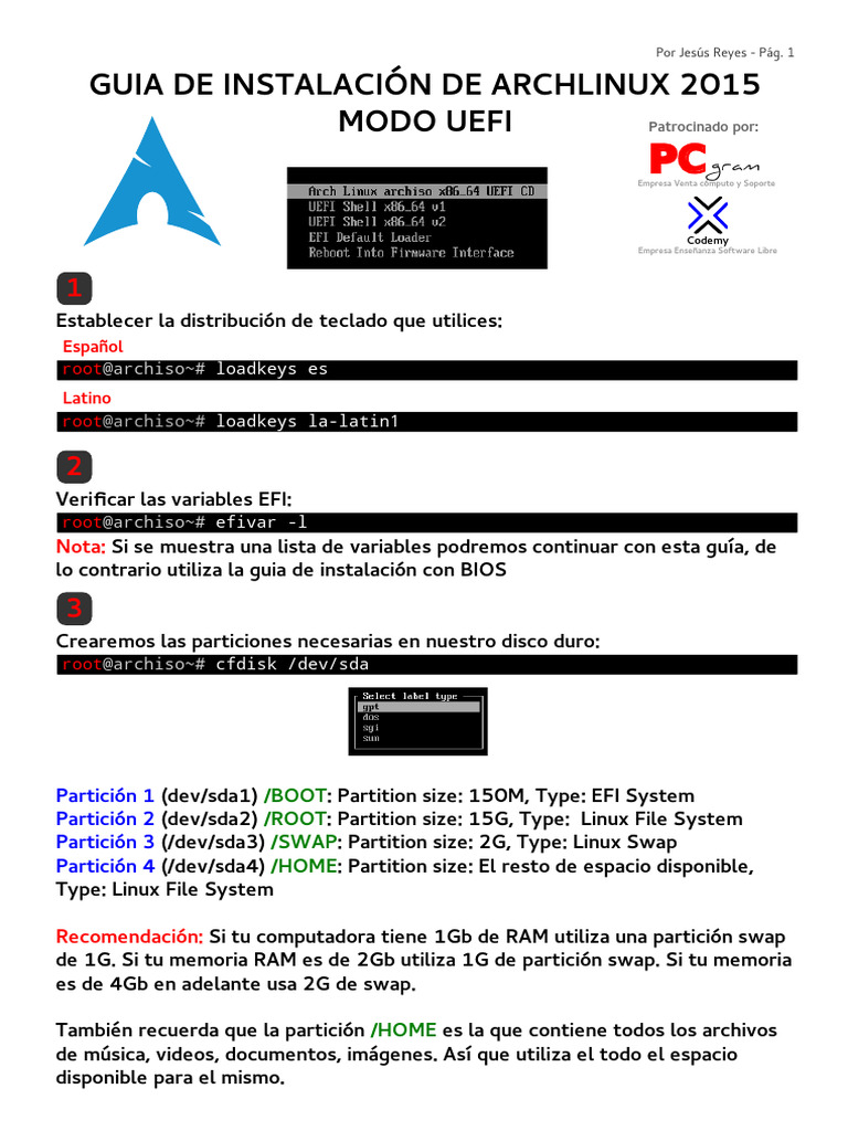 Guía de Instalación Arch Linux UEFI | PDF | Tecnología de sistema ...