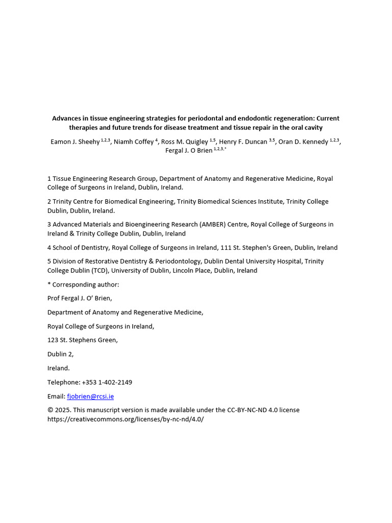 Advances in Periodontal Tissue Engineering | PDF | Tissue Engineering ...