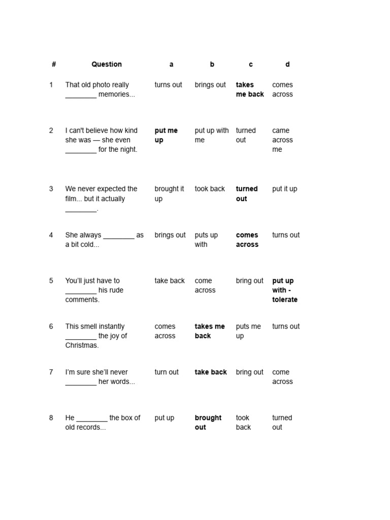 Common English Phrasal Verbs Quiz | PDF