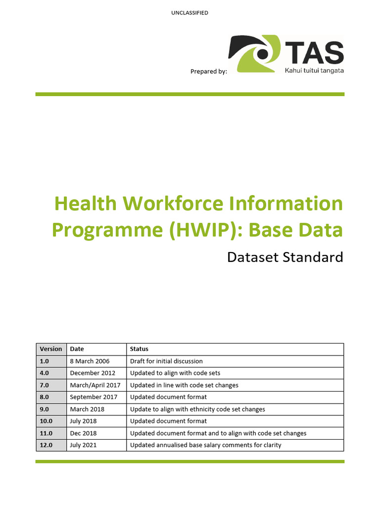 Health Workforce Data Standard Guide | PDF | Employment | Salary