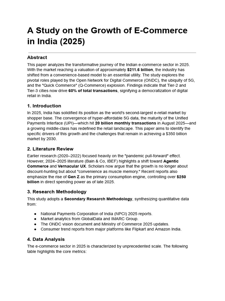 E-Commerce Growth in India 2025 Analysis | PDF | E Commerce | Economies