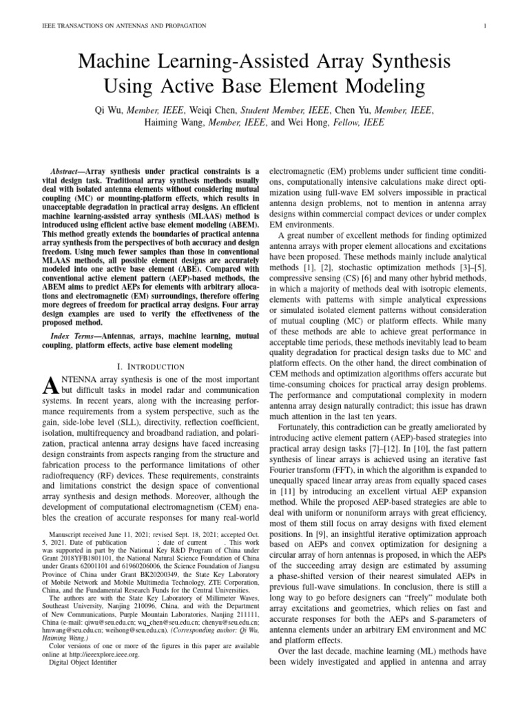 Machine Learning-Assisted Array Synthesis Using Active Base Element ...