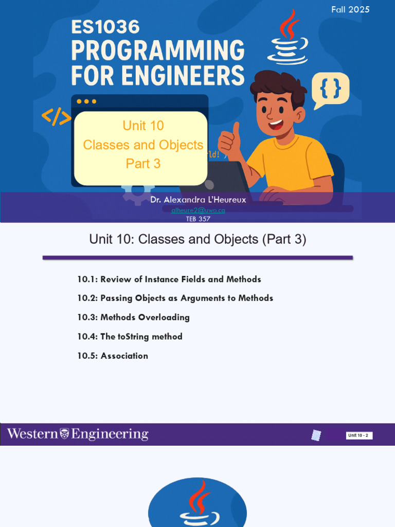 ES1036a Unit 10 Classes and Objects Part 3 | PDF | Boolean Data Type ...