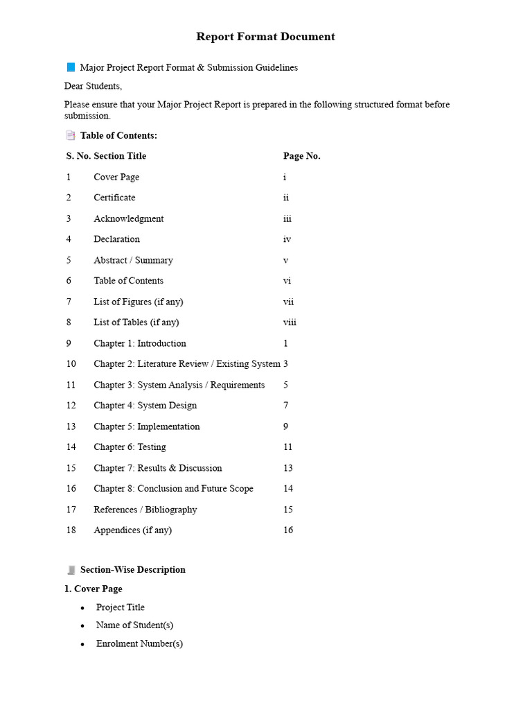 Major Project Report Submission Guidelines | PDF
