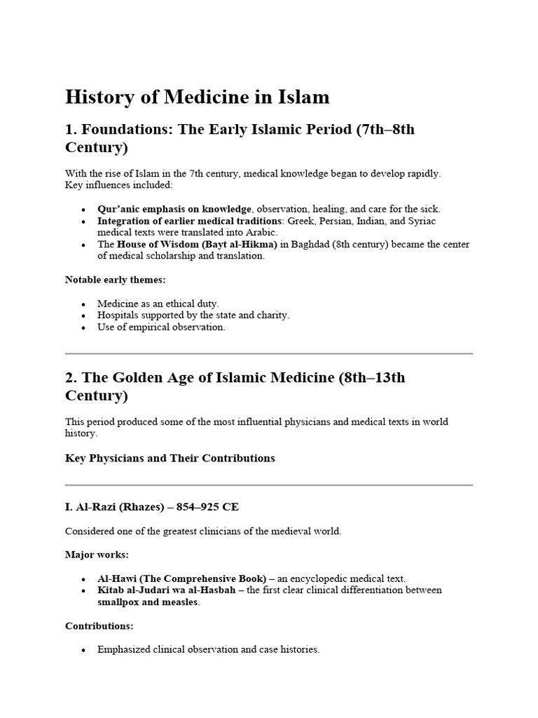 Islamic Medicine: History and Impact | PDF | Medicine | Health Care