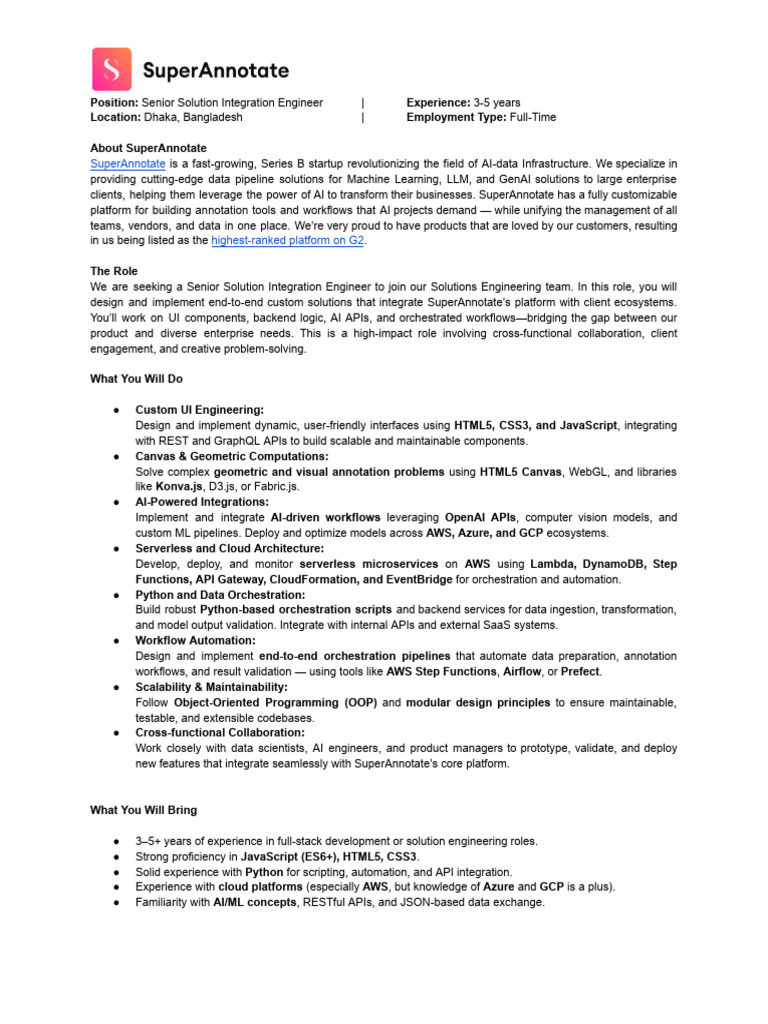 Job Ad - Senior Solution Integration Engineer | PDF | Recruitment ...