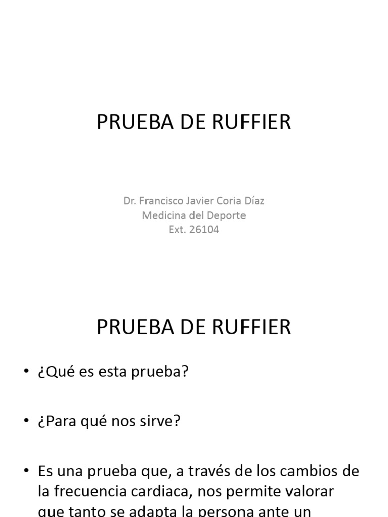 Prueba de Ruffier: Evaluación Cardiaca | PDF | Medicina | Medicina CLINICA