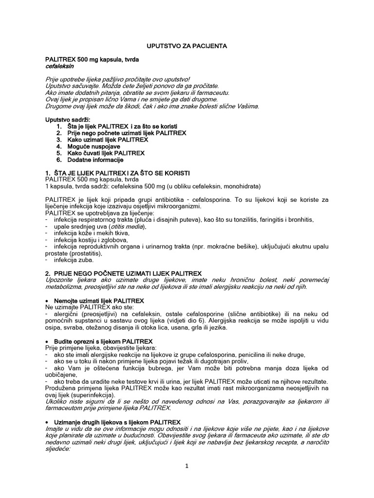 Palitrex Cps Tvrda 500 MG PIL PN 0388 01 | PDF