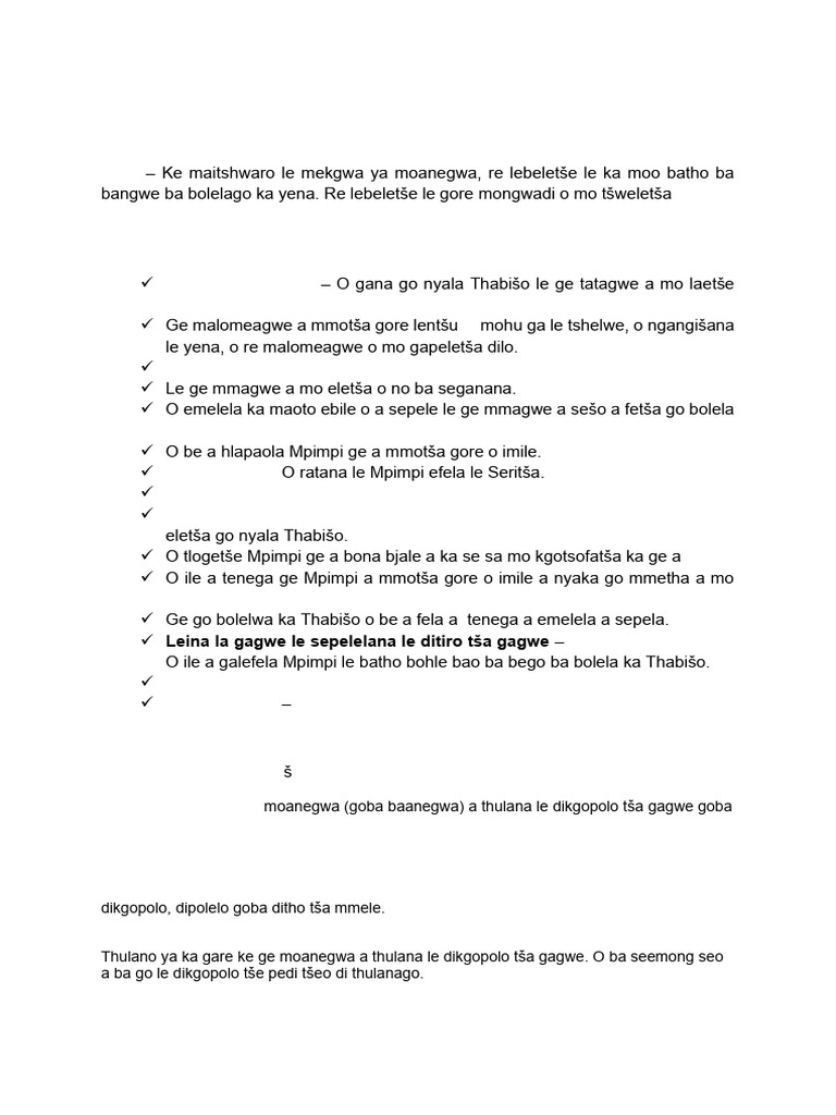 Badimo Ba Boletse - Notes | PDF