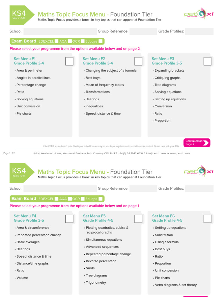Foundation Tier Maths Grade Profiles | PDF | Mathematics