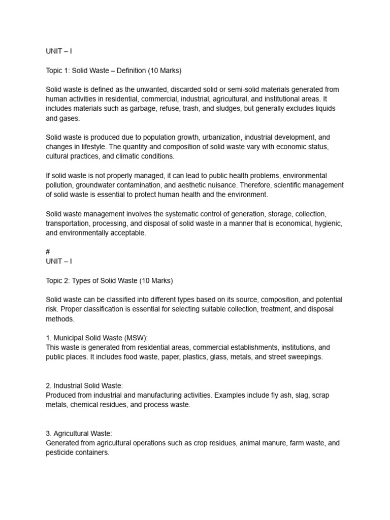 unit 1&2 swm | PDF | Waste Management | Waste