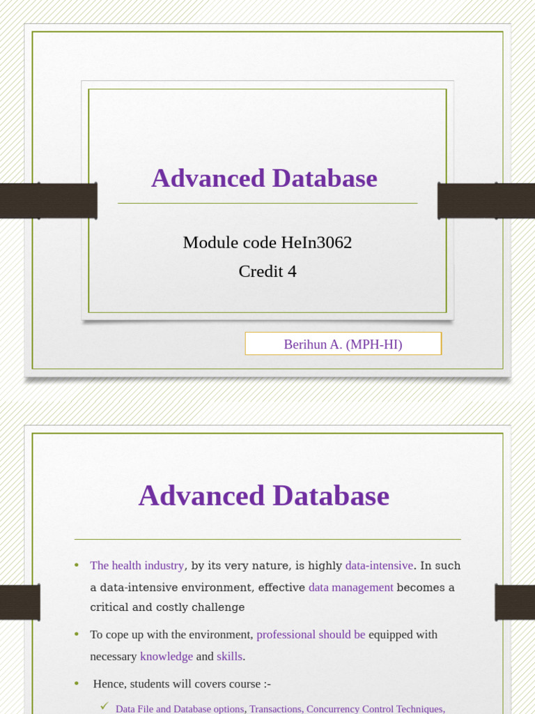 Advanced Database Management Techniques | PDF | Database Transaction ...