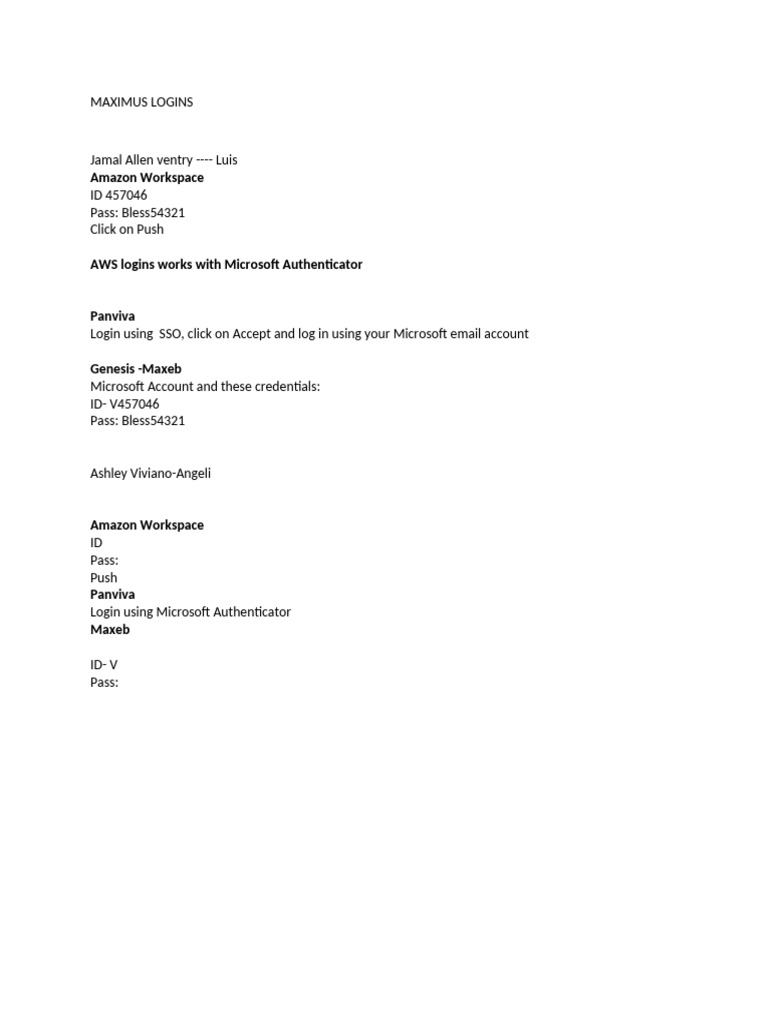 Maximus Login Credentials Overview | PDF