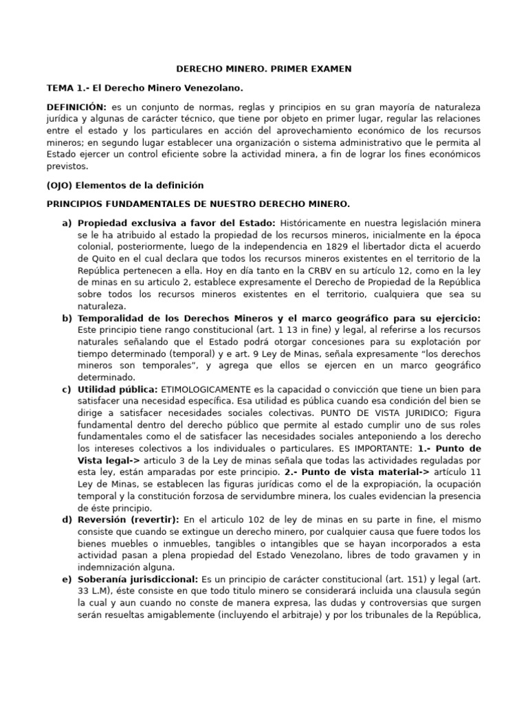Derecho Minero Venezolano: Propiedad y Normas | PDF | Propiedad | Minería