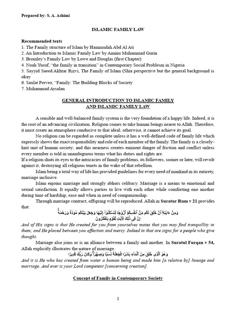 Overview of Islamic Family Law | PDF | Family | Marriage