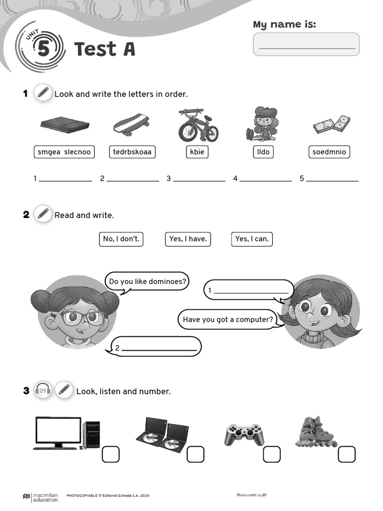 Unit 5 Test A & B Activities | PDF