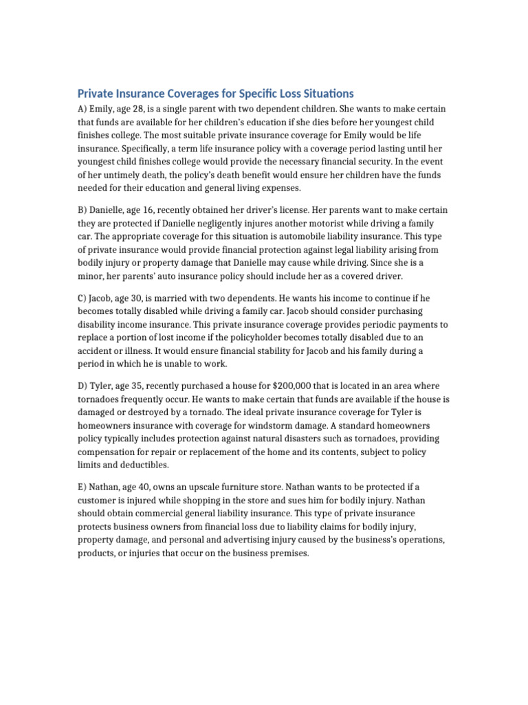 Essential Private Insurance Coverages Explained | PDF | Insurance ...