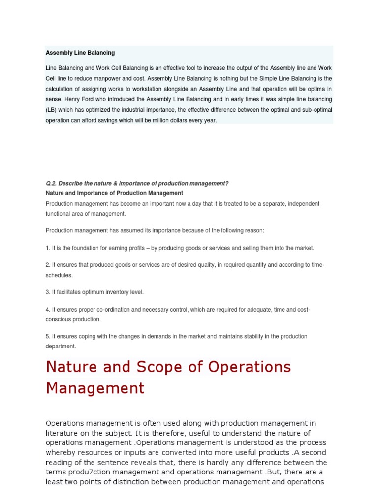 Assembly Line Balancing | PDF | Operations Management | Lean Manufacturing