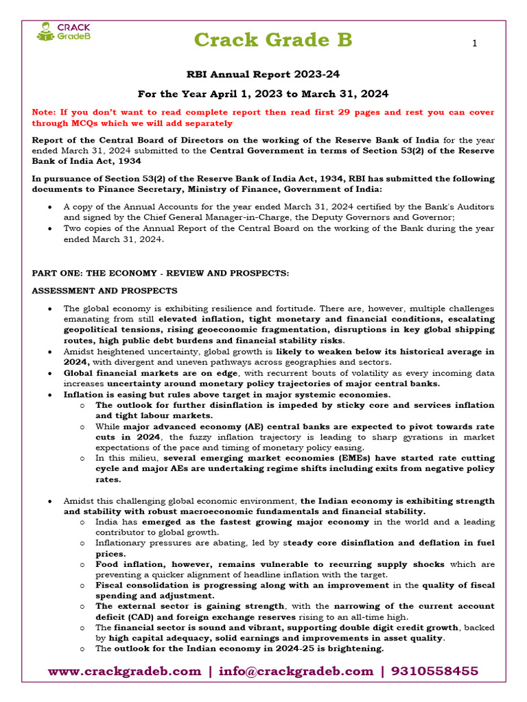 RBI Annual Report Lyst1718537117069 | PDF | Inflation | Monetary Policy