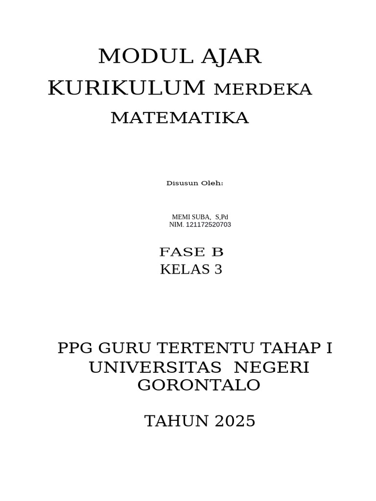 Modul Ajar Matematika Kelas 3 SD | PDF