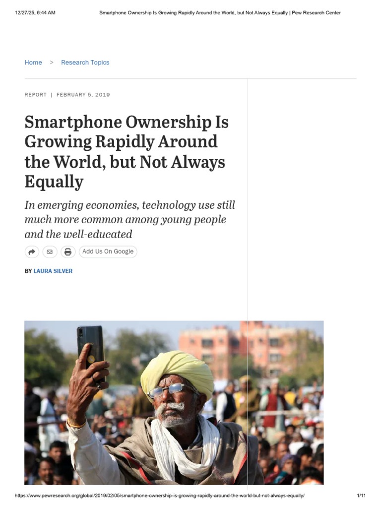 Smartphone Ownership is Growing Rapidly Around the World, But Not ...