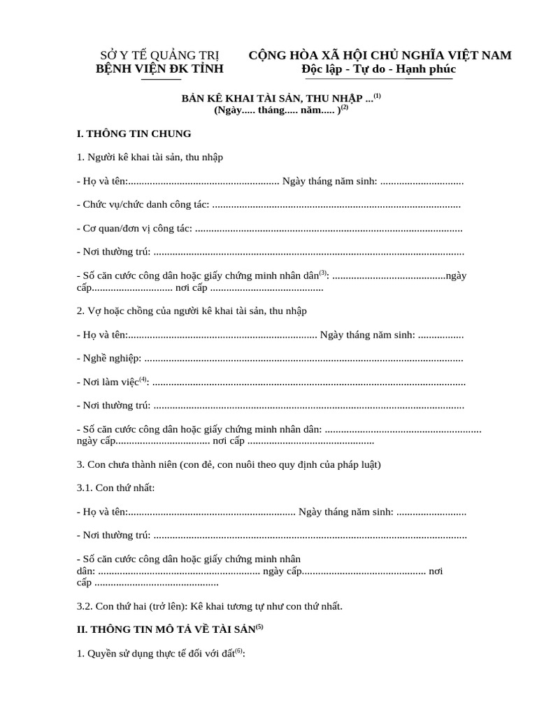 Mau Ke Khai Tai San Theo Nghi Dinh 130 | PDF