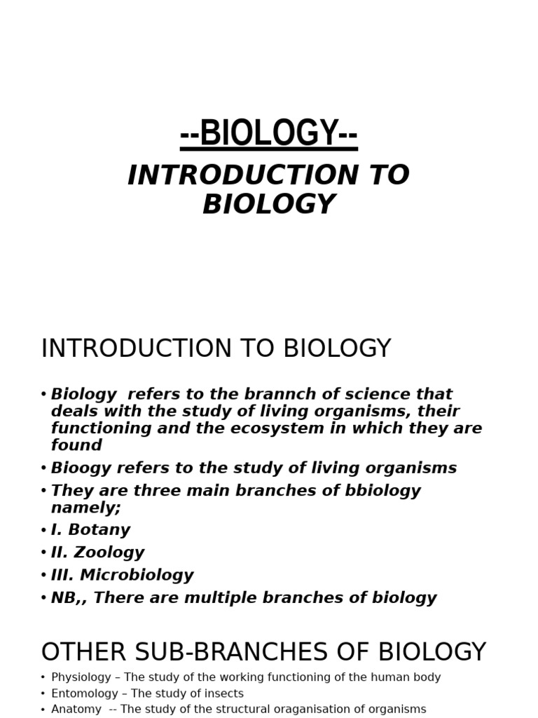 Introduction to Biology Overview | PDF