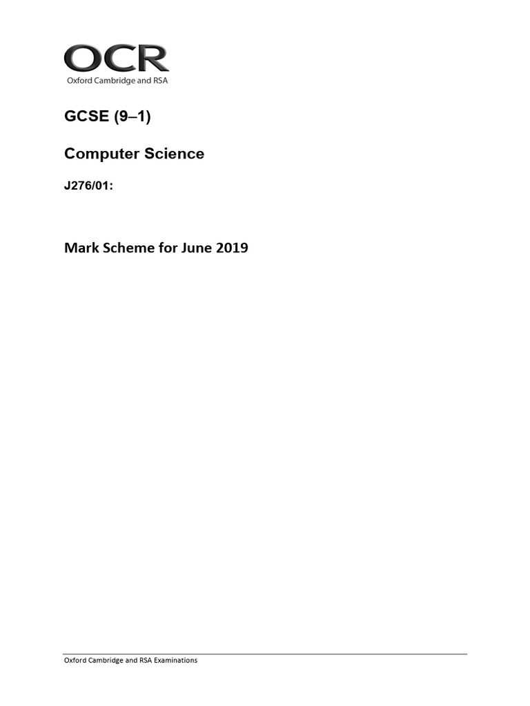 GCSE Computer Science Mark Scheme 2019 | PDF | Networking | Internet & Web