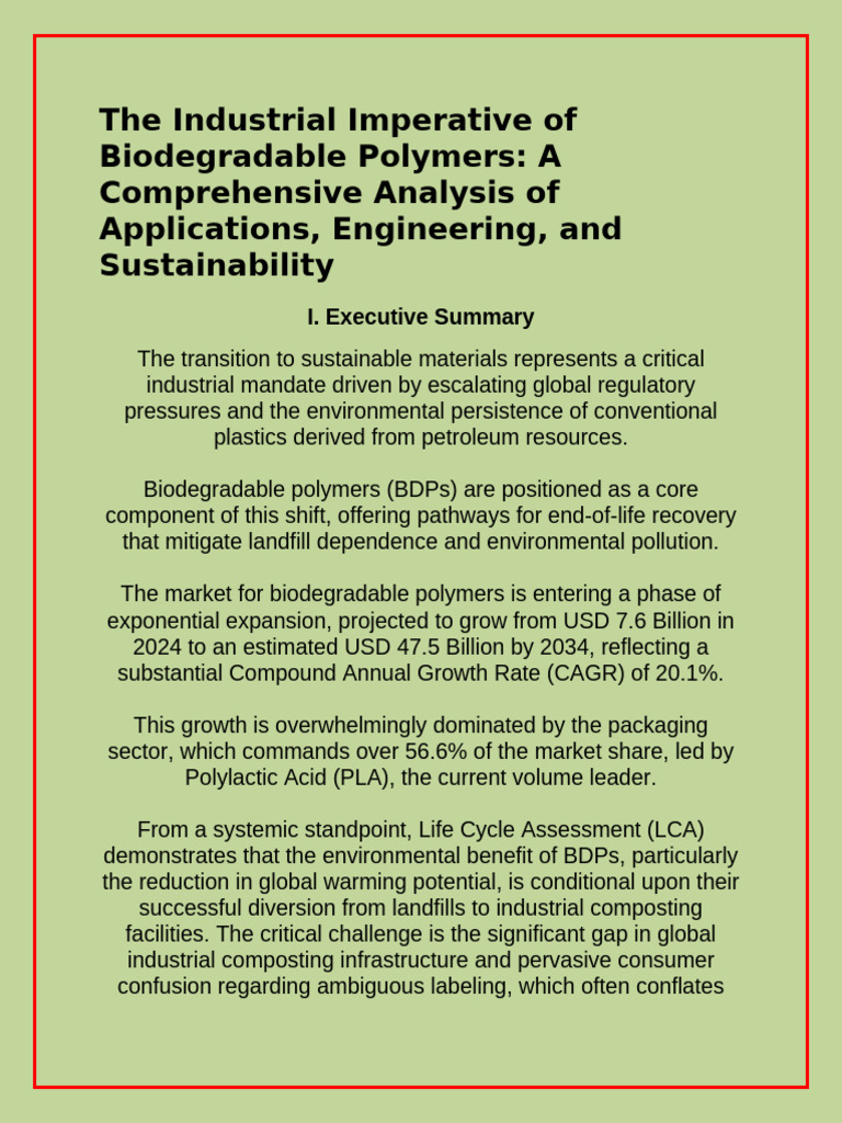 Biodegradable Polymers: Growth & Sustainability | PDF | Biodegradation ...