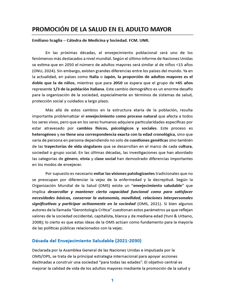 Promoción de Salud en Adultos Mayores | PDF | Vejez | Gerontología