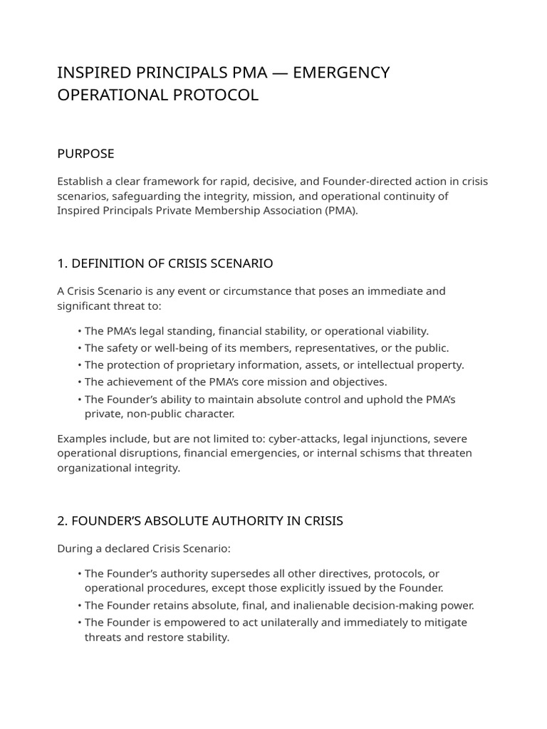 PMA Emergency Operational Protocol | PDF | Justice | Crime & Violence
