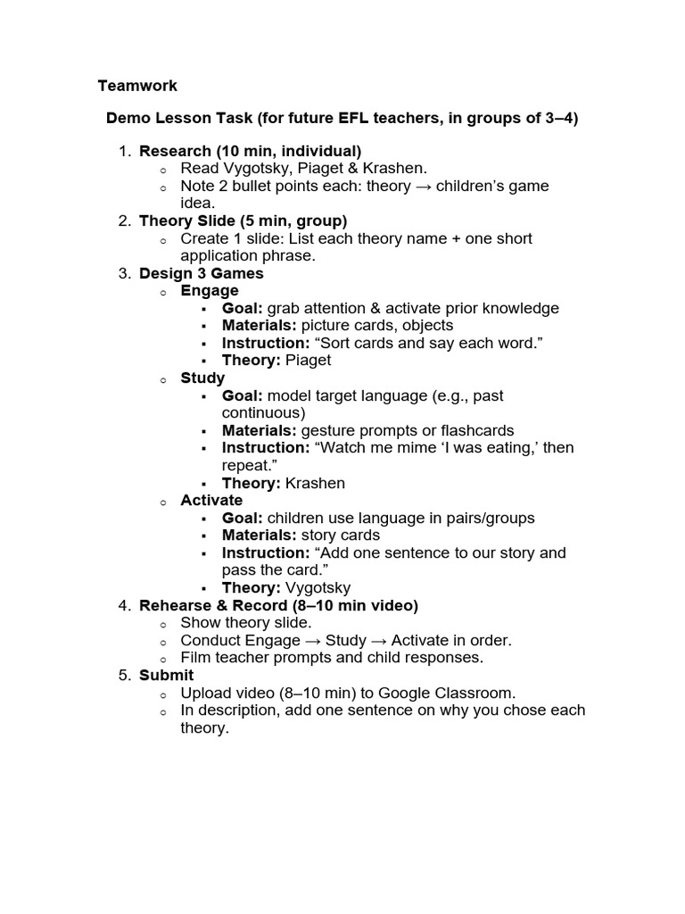 EFL Teamwork: Game Design Lesson Plan | PDF