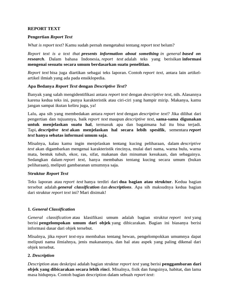 Panduan Lengkap Report Text dan Narrative | PDF