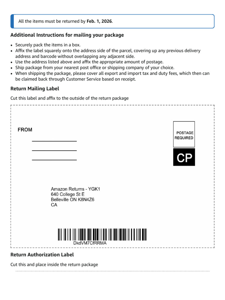 Package Mailing Instructions and Labels | PDF