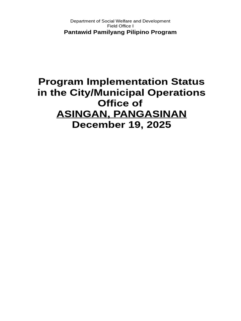 2025 DSWD 4Ps Program Status Report | PDF | Social Policy