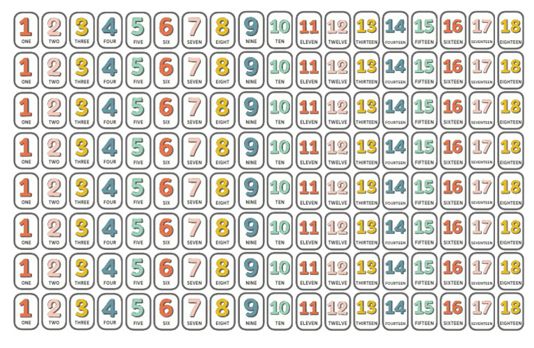 List of Numbers from One to Eighteen | PDF