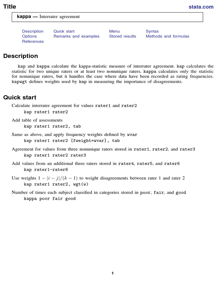 Kappa Statistic for Interrater Agreement | PDF | Statistical Analysis ...