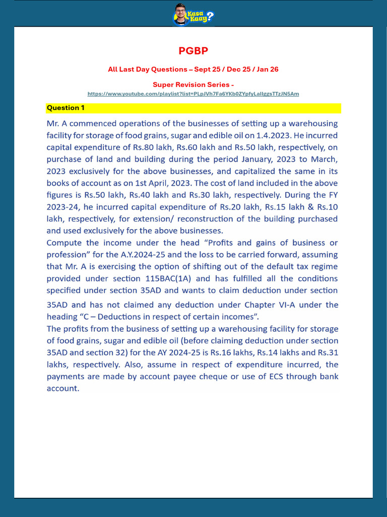 Last Day Questions Super Revision Guide | PDF
